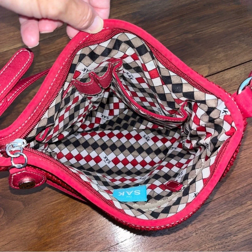 SAK Original Crochet Handbag Shoulder Bag Red